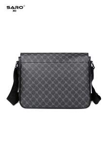 saroxi Men's Fashion Casual Messenger Bag, Multi-Functional Large Capacity, Adjustable Strap, Suitable For Travel, Hiking, Solid Color Minimalist Style Essential Crossbody Bag For Young Men And Students Valentine'S Day - 黑色 - 查看 8