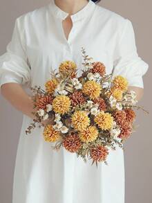 1/80pcs 11.81 Inch Artificial Flowers, Hydrangea, Daisy, Mixed Floral, Fake Plants, Suitable For Spring Wedding, Bridal Shower, Home DIY Decor, Party Table Decor, Home Decor, Valentine's Day Decor, Wedding Arch Decor, Room Decor, Kitchen Decor, Dining Table Centerpiece, Office Decor, Valentine's Gift, Ramadan Decor - Yellow - View 9