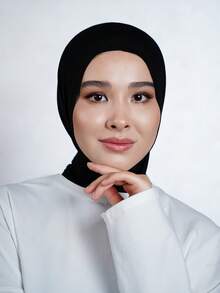 1件装女士纯色头巾内衬，穆斯林头巾，针织头巾，适合日常祈祷和外出穿着 - 彩色 - 查看 5