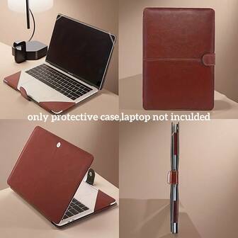 High-End PU Leather Protective Case Compatible With Apple Air/Pro 13-Inch Laptops (Brown/Black)