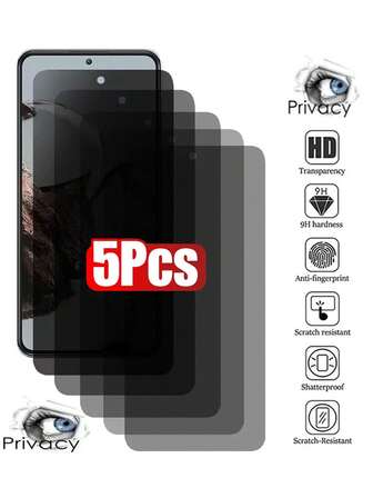 5 piezas de protector de pantalla de vidrio templado con privacidad anti-espía compatible con Moto G Power 2025 G84 G14 G54 G34 G64 G04 G24