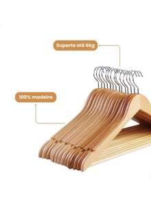 Wooden Clothes Hanger Kit For Adult Pants, 12 Units - 彩色 - 查看 5