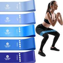 CARDIO BEAT Set de 5 Bandas Elásticas de Resistencia | Fitness, Yoga, Estiramiento y Tonificación Muscular | Niveles Progresivos para Entrenamiento en Casa o Gimnasio - Azul - Ver 1