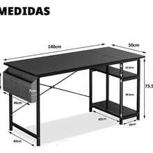 Mesa Auxilia Escritorio Minimalista Mueble Escritorio Para Oficina - Negro - Ver 7