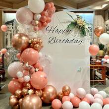 Rose Gold Pink Balloon Set, Includes 38pcs 10-Inch Metallic Rose Gold, Sand White, Vintage Pink Latex Balloons, With Rose Gold Foil Confetti Balloons, Optional Ribbon Matching, Perfect For Birthday, Theme Party, Shower, Wedding, Valentine's Day, Proposal Engagement, Anniversary, Prom, Gender Reveal Decoration And Other Important Holiday Indoor/Outdoor Scenes Photo Props - Rose Gold Multicolor - View 4