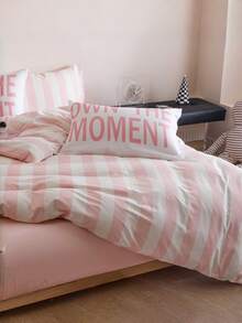 3pcs 100% Cotton Simple Striped Print Bedding Set, Suitable For Dorm, Bedroom, Single/Double/Queen Bed, Soft & Breathable, Machine Washable (1 Duvet Cover, 2 Pillowcases, No Filler) - Multicolor - View 9