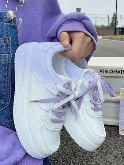 Zapatillas deportivas casuales para mujer, color degradado estilo minimalista, suela gruesa zapatillas cómodas para correr, adecuadas para deportes, trabajo y ropa casual.