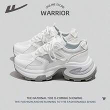WARRIOR 1 Pair Women's Mesh Breathable Lace Up Thick Sole Versatile Low-Top Outdoor Casual Chunky Sneakers