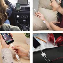 Lightning 转双 Lightning 耳机插孔适配器，二合一耳机适配器、AUX 音频和充电适配器线缆分线器，兼容 14/13/12/11 Pro Max Plus/XS/XR/8/7 - 白色 - 查看 4