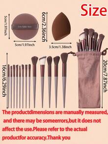 13pcs Makeup Brush Set With 2pcs Brown Makeup Sponges, Includes Eye Shadow Brush, Foundation Brush, BB Cream Brush, Concealer Brush And Other Soft Multi-Functional Makeup Tools, Convenient For Travel, Vacation, Beach. Also Suitable As Birthday, Anniversary, Valentine's Day, Christmas, Halloween, Teacher's Day, Graduation, Back To School, Thanksgiving Gift. - Multicolor - View 5