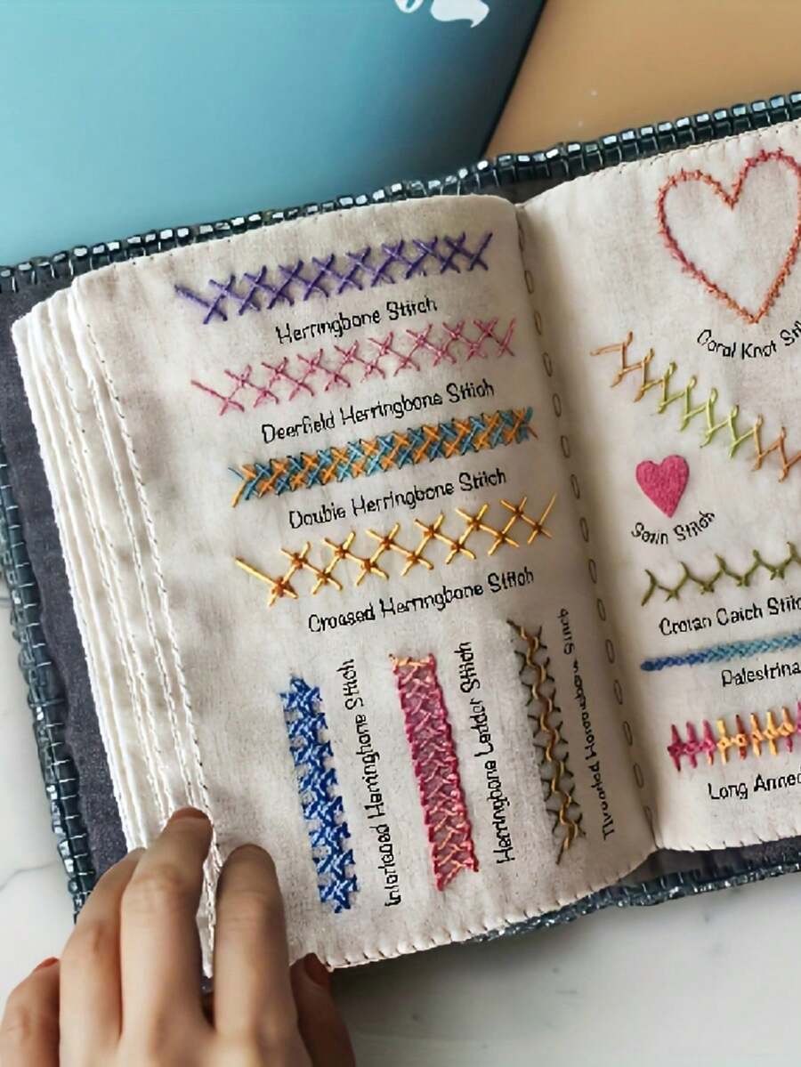 1 Set Of Embroidery Books, Including Tracing Stitch Books, DIY Tracing Stitch Books, Embroidery Sewing Books, Embroidery Books, Adult Sewing Books - A Complete Set Of Embroidery Books With Step-By-Step Instructions And Color-Coded Sewing Guides - A Multifunctional Sewing Manual With Fabric Practice Pages, Sewing Dictionary, And Color Card, Suitable For Adult Users - A Birthday Gift For A Close Friend