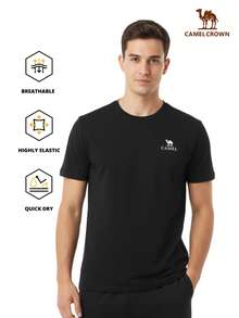 CAMEL CROWN Áo sơ mi nam tay ngắn mùa hè thoáng khí, thấm hút mồ hôi, thích hợp cho hoạt động leo núi. - Bóng đen ma quái - Xem 1