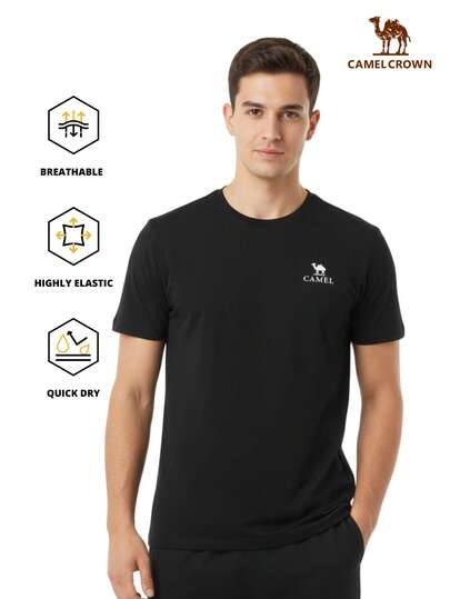 CAMEL CROWN Men's Summer Short Sleeve Breathable Moisture Wicking Hiking Shirt