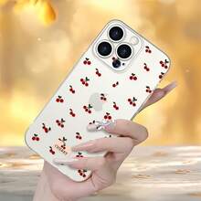 Funda con diseño de cerezas dulces, compatible con iPhone 16, 15, 14 Pro Max, 13, 12, 11, XR y XS Plus. Fabricada en silicona TPU, ofrece protección contra golpes y caídas, además de una excelente sensación al tacto. Es el regalo ideal para familiares, amigos y seres queridos. - transparente - Ver 2