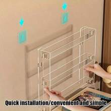 1pc Multi-Functional 3-Tier Nail Polish Display & Storage Rack, PS Material Transparent Layered Lipstick Holder, LED Light Nail Polish & Cosmetics Store Hanging Organizer, Wall-Mounted Floating Shelf - Multicolor - View 3