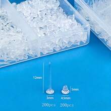 400 chiếc/hộp Khuyên tai nhựa trong suốt, phù hợp cho tai nhạy cảm, thích hợp cho thể thao/công việc, khuyên tai vô hình, khuyên tai đinh tán trong suốt, nút chặn khuyên tai và chốt khuyên tai trơn. - Trong sáng - Xem 7