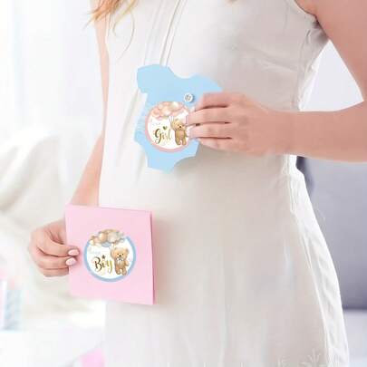 40/80pcs Cute Bear Gender Reveal Stickers, Pink & Blue Colored Paper Labels, Baby Shower Party Decor, Gender Reveal Party Supplies, Unisex For Baby Boys & Girls, Self-Adhesive Round Decorative Stickers, Blue & Pink Handmade Paper Stickers, Suitable For Baby Shower, Family Gathering Decoration And Gifts