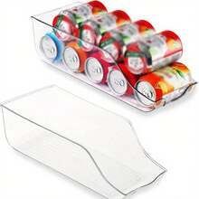 Awaoko 1pc Transparent Refrigerator Storage Box - Space-Saving Stackable Container For Soda, Cans, Sparkling Water, Energy Drinks - Durable Acrylic Material, Suitable For Refrigerator, Freezer, Food Cabinet, Kitchen, Countertop - Essential For Home, Office, Party, Fridge Organization And Storage, Slanted Design, Portable, Easy To Clean - Multicolor - View 7