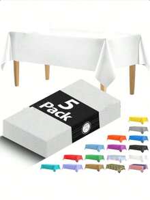 1/2pcs Disposable Party Tablecloth PE Plastic Cloth Birthday Dessert Table Solid Color Tablecloth 108inch Party Birthday Decoration Supplies - White - View 1