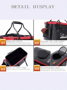 1个可折叠钓鱼桶，多功能EVA钓鱼袋，活饵容器和鱼类保鲜桶，10加仑/8加仑/6加仑/4.8加仑/3加仑活鱼容器（多功能EVA户外可折叠鱼袋 - 活饵和鱼类保鲜容器 - 8加仑、6加仑、4.8加仑、3加仑可折叠饵料桶，多功能鱼桶，活鱼容器，鱼类保鲜桶，户外露营钓鱼袋）