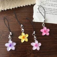 5件套透明花卉挂饰 - 彩色迷你钥匙扣，清新夏日装扮及便携配饰