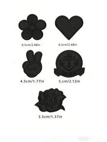 1片强力自粘刺绣布贴，羽绒服修补救星，免缝黑色图案布贴，刺绣黑色免缝布贴，用于修补羽绒服、沙发破洞 - 彩色 - 查看 10