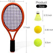 Crefotu - Juego de raquetas de tenis para niños pequeños niños mango de esponja incluye 6 bádminton 1 pelota de tenis bolsa y 2 pelotas aumenta los deportes de los niños mejora las habilidades - como en la foto - Ver 8