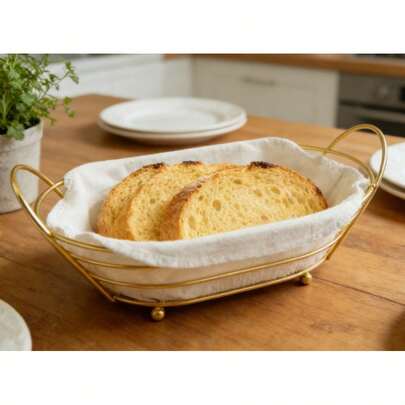 Koszyk na chleb Iron Art, srebrny 29 cm / złoty 28,5 cm, domowy koszyk śniadaniowy i kuchenny kosz do przechowywania owoców