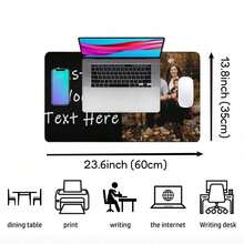 1PC Personalized Photo And Text Rectangle Mouse Pad With Stitched Edges, Custom Mousepad Gift For Girlfriend, Boyfriend, Wife, Husband,  Perfect Boy Gift For Birthday, Anniversary, Father's Day, Mother's Day, Christmas, 26 Years Back-To-School Season - 23.6" X 13.8" - 預設 - 查看 3