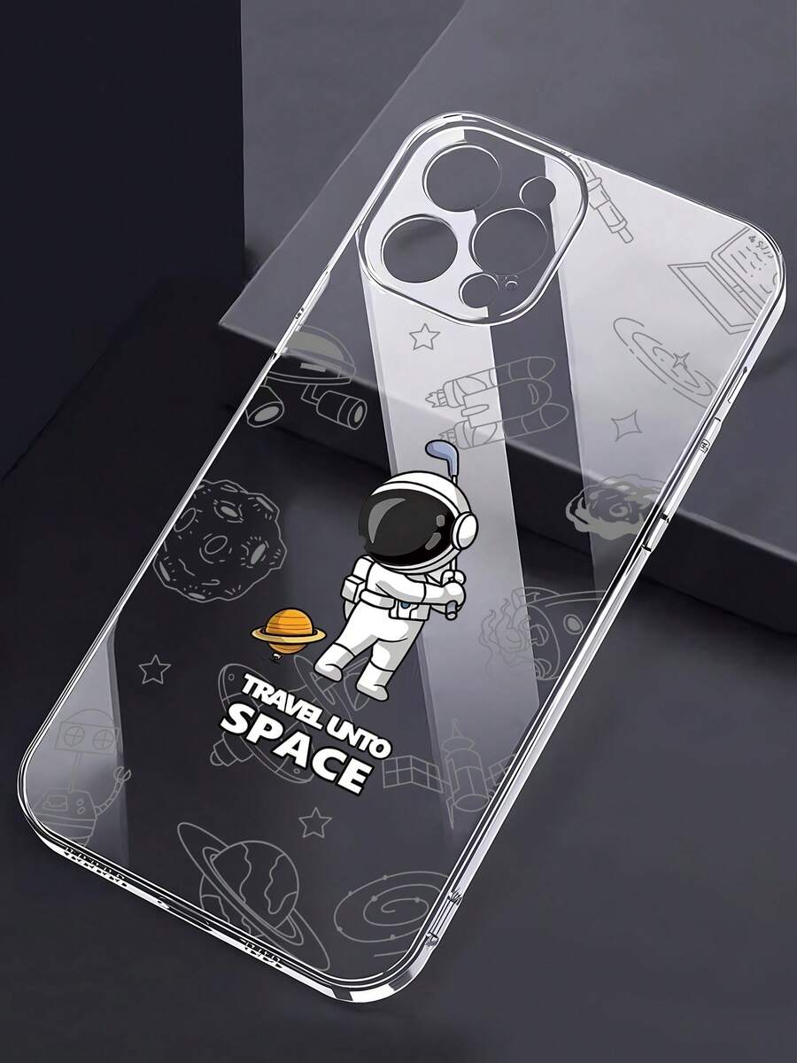 Funda para teléfono con diseño de astronauta y aventura espacial, compatible con iPhone 16, 15, 14 Pro Max, 13, 12, 11, XR y XS Plus. Fabricada en silicona TPU, ofrece protección contra golpes y caídas, además de una excelente sensación al tacto. Es el regalo ideal para familiares, amigos y seres queridos. - transparente - Ver 1