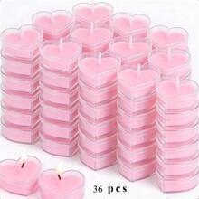 A Set Of 72/36 Heart-Shaped Pink Tea Lights, Each With A Burn Time Of Approximately 1.5 Hours, Producing No Smoke, Perfect For Occasions Like Valentine'S Day, Proposals, Weddings, And Parties. - Pink - View 10