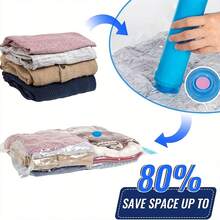 5pcs/Set 4 Transparent Vacuum Storage Bags + 1 Hand Pump, Airtight Storage Containers, Space Saving Sealed Storage Bags For Clothes, Bedding, Pillows, Travel Items, Closet, Blankets, And More - Clear - View 2