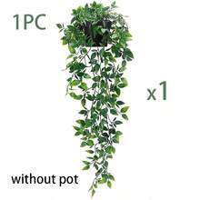 1/2 Peças Plantas Artificiais Pendentes, Videiras Falsas, Plantas Falsas em Miniatura com Vaso, Flores Artificiais, Parede Floral DIY, Decoração de Cena, Arranjo Floral em Vaso, Casamento, Festa, Decoração Doméstica, Tema Primavera, Decoração de Mesa, Decoração Rústica, Plantas Falsas Resistentes aos Raios UV para Jardim Suspenso, Varanda e Janela - Verde - Visão 12