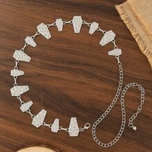 Gold-Colored Fashionable Waist Chain, Suitable For Pairing With Dresses - Ancient Silver - View 8