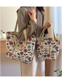 Túi đeo vai cỡ lớn, túi tote vải canvas thời trang mới, túi xách công sở. Lựa chọn quà tặng hoàn hảo cho Giáng sinh và Ngày Valentine. - Nhiều màu - Xem 7