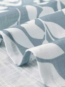 1件装现代蓝色叶子印花窗帘，穿孔顶部，薄纱叶子设计，北欧简约数码印花，半透明，适用于客厅和卧室 - 淺藍色 - 查看 4