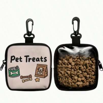 New Dog Print Pet Treat Bag, Pet Training Set With Hook & Zipper