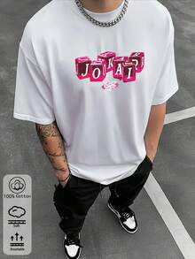 2026 Spring & Summer Men's Cotton T-Shirt - Casual Loose Fit With JOKER Graphic Print, Essential For A Stylish And  Streetwear Look - White - View 1