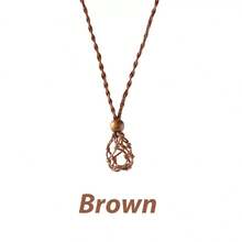 Natural Stone Hand-Woven Net Bag Necklace, Adjustable Retractable Vintage Cord Pendant, Bohemian Style Healing Crystal, Unique Design, Versatile For Daily Wear And Vacation, Great Gift For Friends