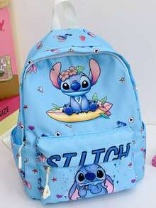"Lilo & Stitch" Women's & Teens' Backpack - Fashionable Floral & Ice Cream Pattern Backpack - Large Capacity Travel/Daily Use Backpack With Multiple Pockets - Stylish Student Backpack With Adjustable Straps - Official Licensed Merchandise - Multicolor - View 12