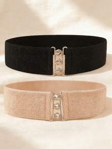 3pcs/Set Metal Buckle Elastic Waist Belt, Women's Dress Cinch Belt, Suitable For Halloween - Multicolor - View 13