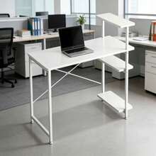 Mesa Auxilia Escritorio Para Oficina Minimalista Moderno Muebles Para Pc - Blanco - Ver 6