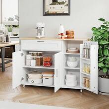 Mobile Storage Islands - White+Natural + MDF + European-1 - View 6
