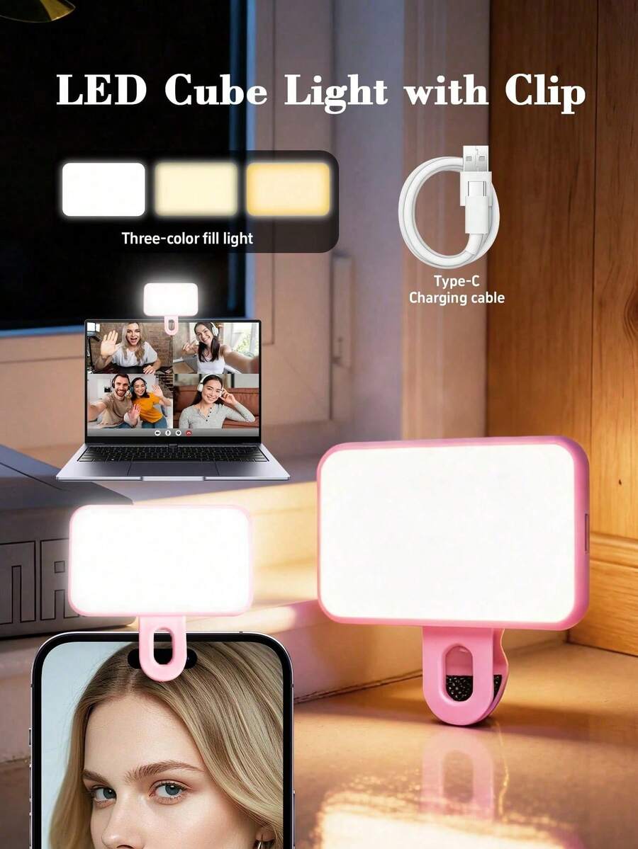 1 pièce Mini éclairage de remplissage photo de téléphone portable rechargeable, convient à diverses scènes de prise de vue, facile à transporter, peut être utilisé pour le camping et diverses photos de fête. Batterie lithium-ion intégrée de 150 mAh. Convient pour les selfies et la diffusion en direct, la photographie, l'éclairage portable pour les selfies, la diffusion en direct, la photographie, l'éclairage portable, l'éclairage de selfie pour téléphone - Framboise - Voir 1