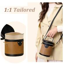 Small Felt Purse Organizer Insert, Handbag Insert Liner For Cannes Round Bucket Bag Organizer Barrel Bags Interior Inserts Accessories For Bucket Makeup Bag, 5.11x4.65 In, Beige - Multicolor - View 4