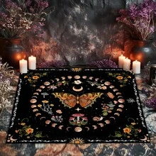 1PC Elegant Triple Moon Altar Cloth - Mystical Floral & Celestial Design, With Tarot Bag Optional,Moon Phase Tarot Mat With Butterfly & Crescent Moons, Witchy Cottage Core Decor For Spreads, Moon Decorations Room Decor - Multicolor - View 10