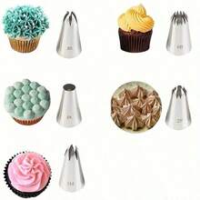 5 Piece Cake Piping Tips Set, 430 Stainless Steel Icing Nozzles With PP Storage Bag, Seamless Welded Rust Resistant Baking Tools For Home, Bakery & Cafe Decorating - 銀色 - 查看 7