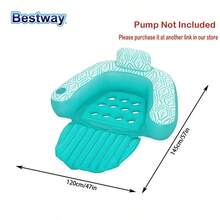 Bestway 43719 1PC Portable Inflatable Floating Pool Lounge Chair With Backrest And Cup Holder, Inflatable Pool Floating Chair, Inflatable Pool Floating Tube For Summer Parties, Summer Water Recreation Party Decorations, Party Supplies. (Without Pump), Pool Inflatable, Beach Essentials, Pool Float - Green - View 7