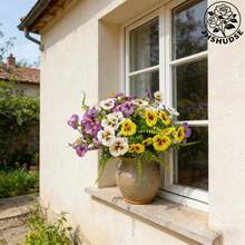 JHSHUDSE 9pcs Artificial Pansy Flowers For Home Decor, With Leaves - Realistic Plastic Fake Pansy Flowers, Fade-Resistant Lifelike Flowers For Outdoor Indoor Front Door Garden Porch Window Balcony Home Decor (Container Not Included) - 9 Mixed Colors - View 2