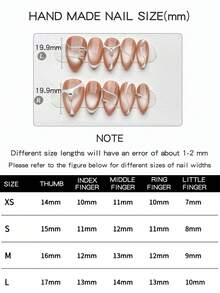 10 Pieces Of Purely Handmade Wearable Nail Tips, Short Almond-Shaped Nail Type With Press-On Fake Nails, Featuring A Fashionable And Minimalist Style, Nude Pink Glass Bead Cat-Eye Effect, Asymmetric Hand-Painted White Line French Manicure Design. These Are High-End Nail Art Fake Nail Tips Suitable For Daily Wear By Women And Girls, Coming With A Nail Set. Nail Supplies Handmade Press On Nails - Multicolor - View 6